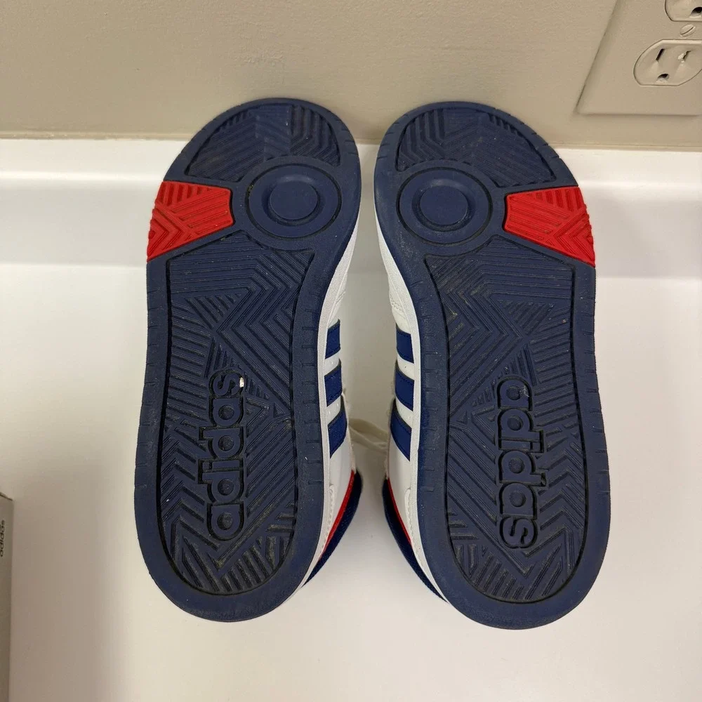 Adidas Kids Hoops 3.0 Mid K Basketball Sneakers Size 5Y White Blue Red GZ9647